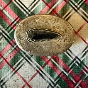 Vintage Diablo Sterling Silver Belt Buckle with Obsidian Arrowhead